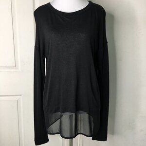 Rag & Bone Women's Black Long Sleeve Silk Modal Blend Crewneck Size Medium